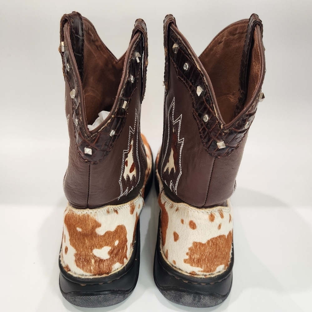 Double H Men's DH1035 Cowhide Print Leather Western Boots - Size 9M - Picture 3 of 7